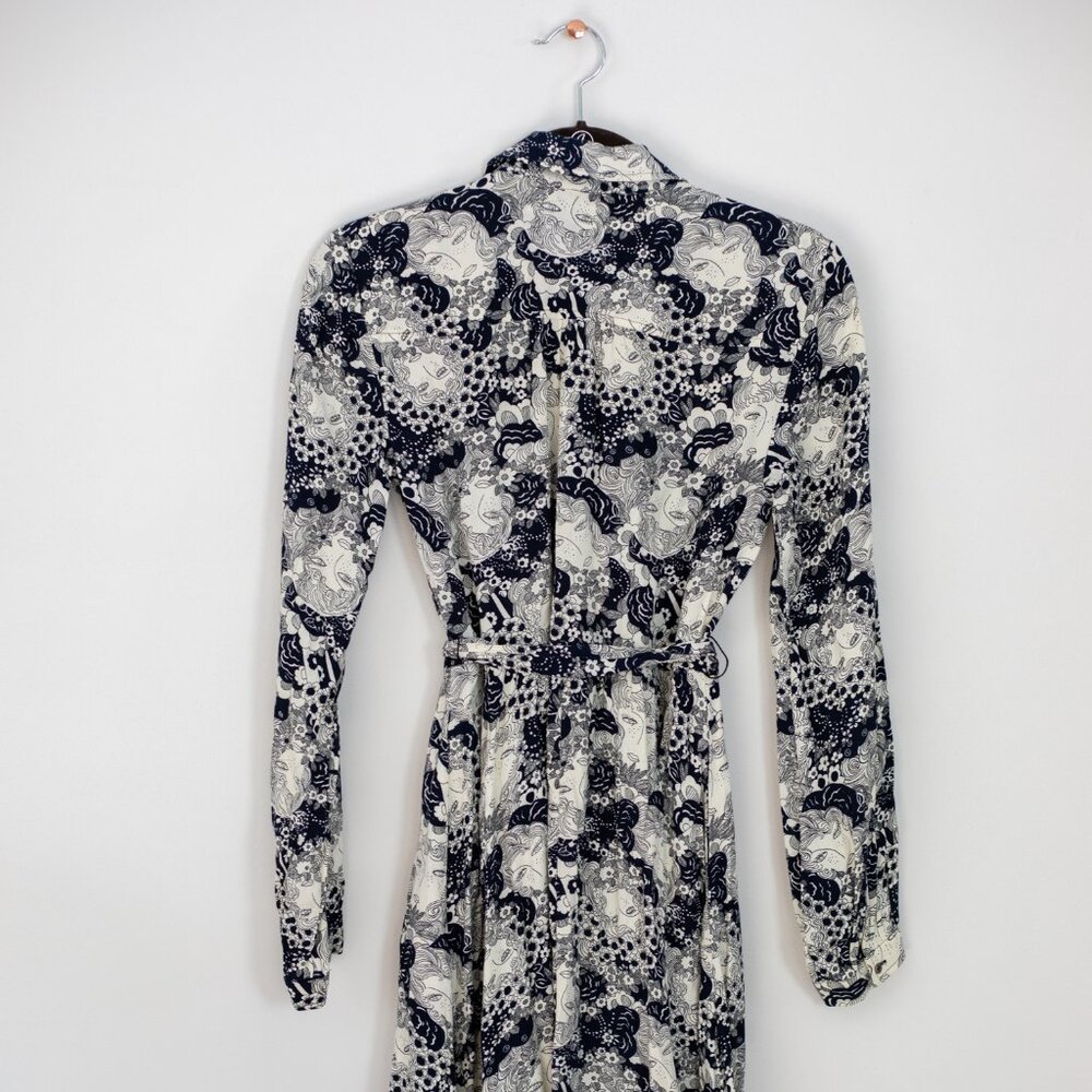 Anthropologie 34/52 Conversations Colloquial Faces Shirt Dress Size 2 - Picture 3 of 11